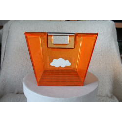 Panier de rangement orange néon plastique et chrome